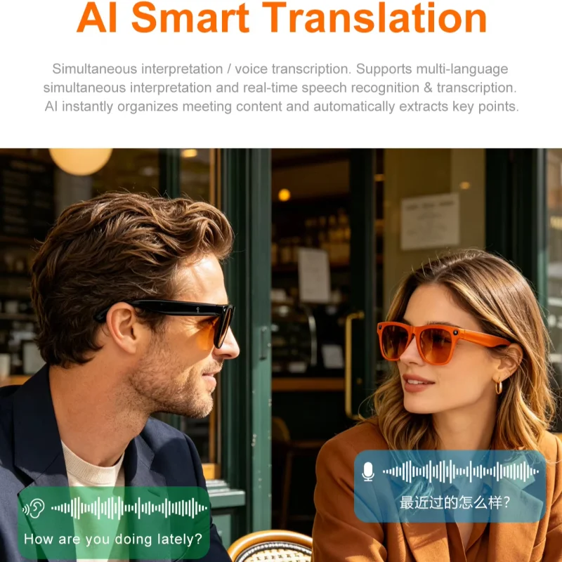OnePlus Smart Glasses AI Translation Music 8MP HD Camera 8K Image Video Record Bluetooth Call Smart Motorcycle Glassesses