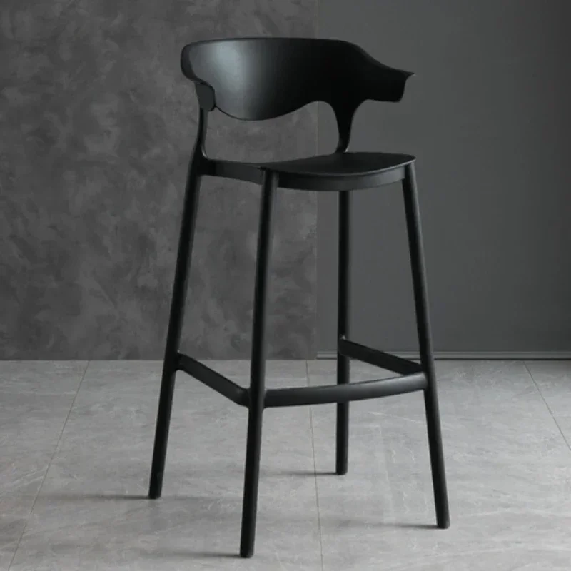 Nordic Simple Bar Stools Modern Minimalist Plastic Chairs Stackable High Stool with Backrest Space-Saving Design