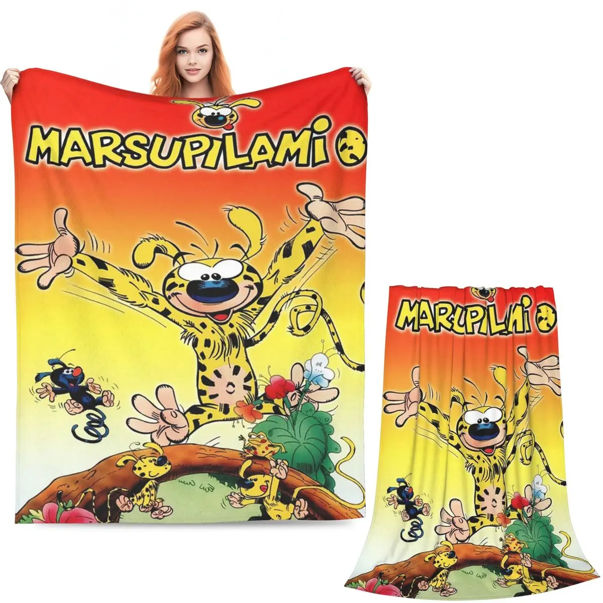 Art - Marsupilami Cartoon Anime Blankets Soft Warm Flannel Throw Blanket Bedspread for Bed Living room Picnic Travel Home Sofa
