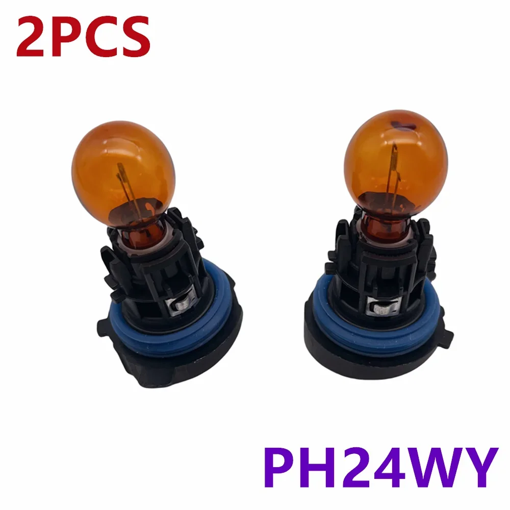 

1/2Pcs DRL Turn Signal Lights 12V Warm White Original Amber PH24WY Halogen Lamp For Citroen C5 Peugeot 3008 5008