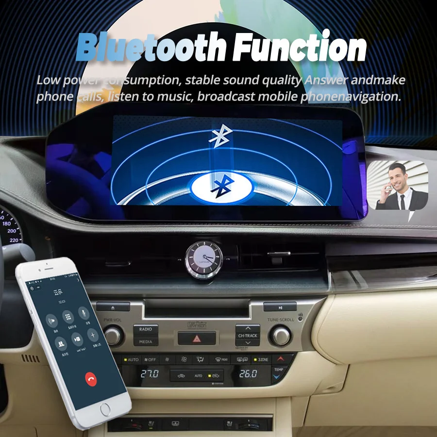 12.3'' Touch Screen For Lexus ES ES300 ES250 ES350 ES300h 2013-2017 Android 13 Radio Video Player Auto Navigation Stereo Carplay