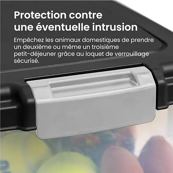 حاوية طعام للحيوانات الأليفة بسعة كبيرة لتخزين أغذية الحيوانات الأليفة مع عجلات وأطباق ومغذية للكلاب والقطط في الأماكن المغلقة #5