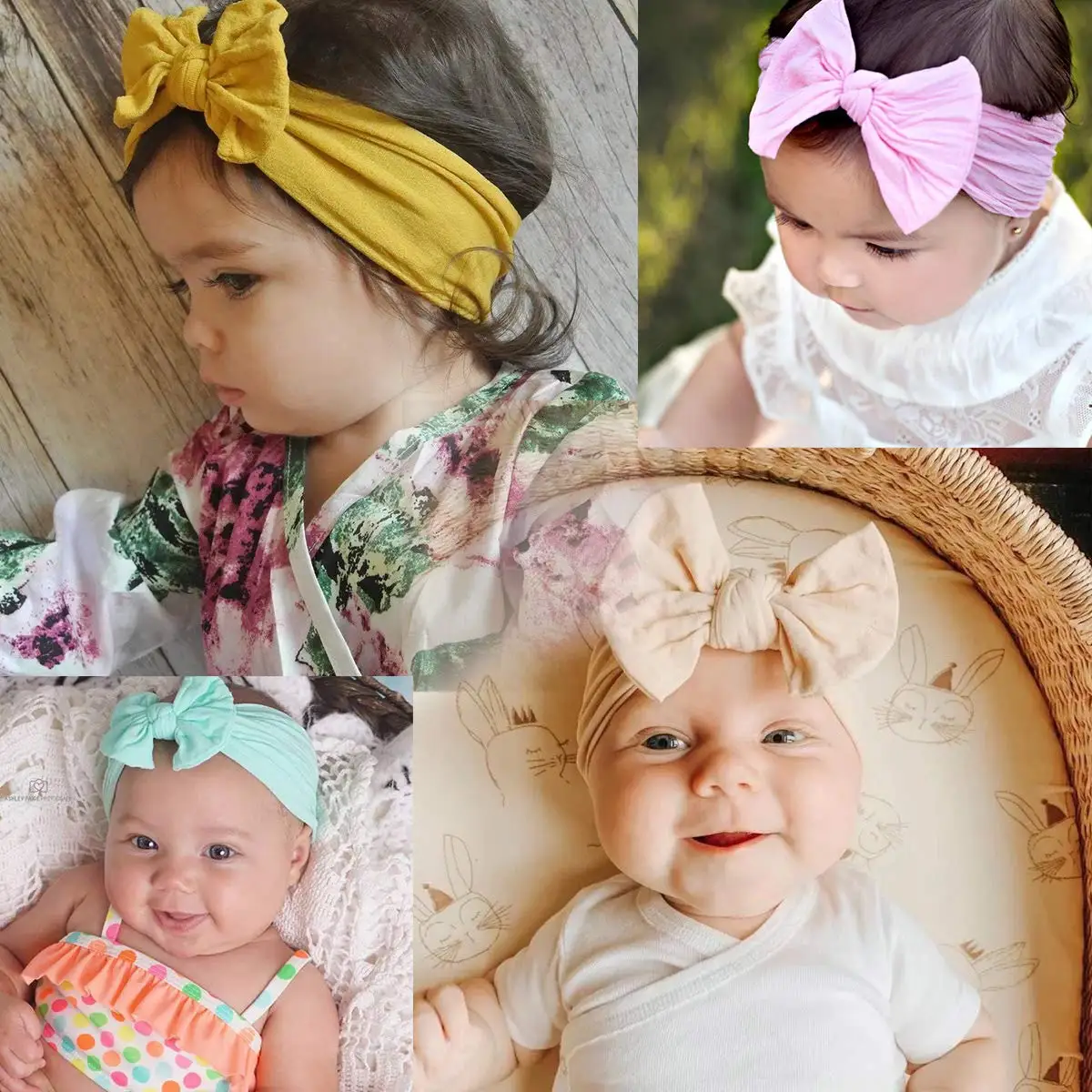 12Pcs/Set Baby Bow Headband Elastic Nylon Hairbands for Kids Girls Newborn Infant Headwear Hair accessories for Children