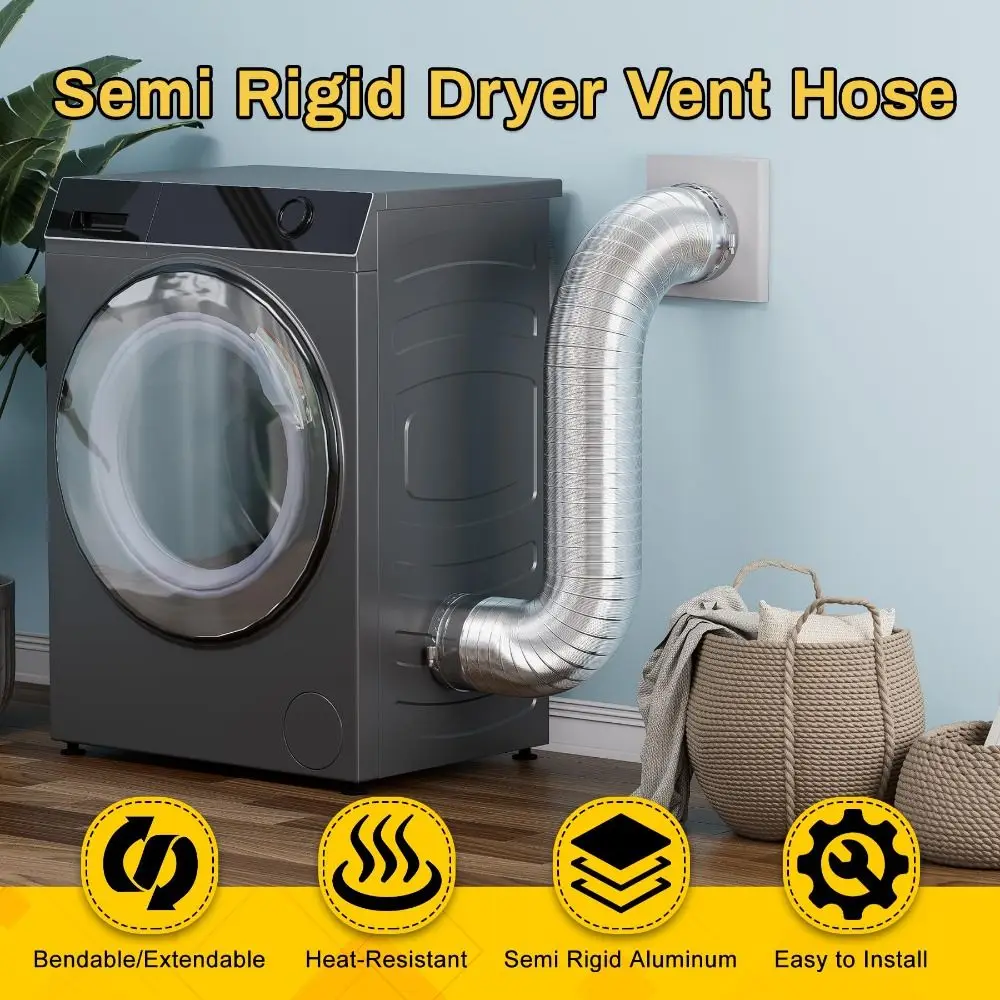 Professional 1.5m Dryer Vent Hose Insulated Heavy-Duty Dryer Vent Duct Aluminum 3 Layer Protection Dryer Vent Pipe Ventilation