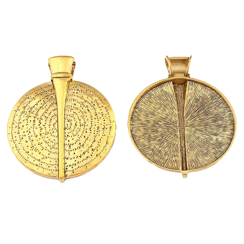 2pcs Antique Gold Bohemia Large Medallion Tribal Round Charms Pendants for DIY Necklace Jewelry Making Findings