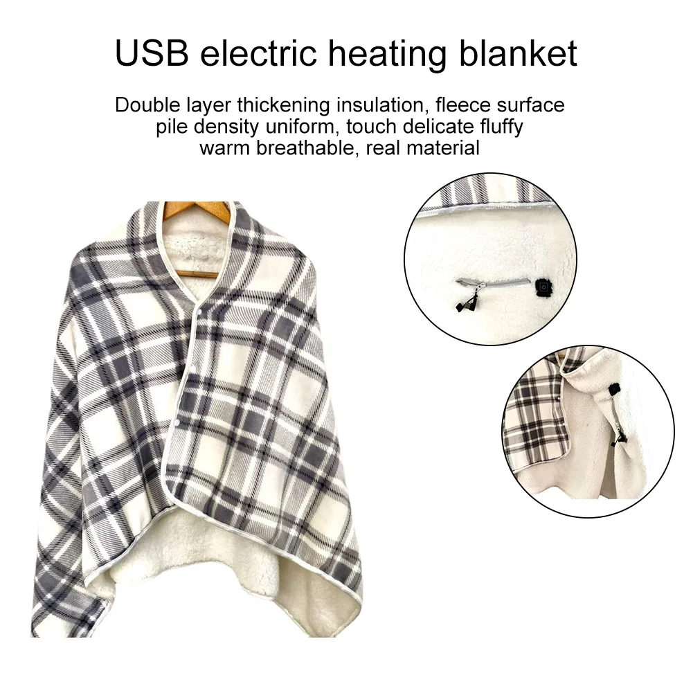 

Electric Warm Shawl Multifunctional Heating Blanket 3 Heat Settings Soft Cold Protection Back Knee Warmer For Home Office