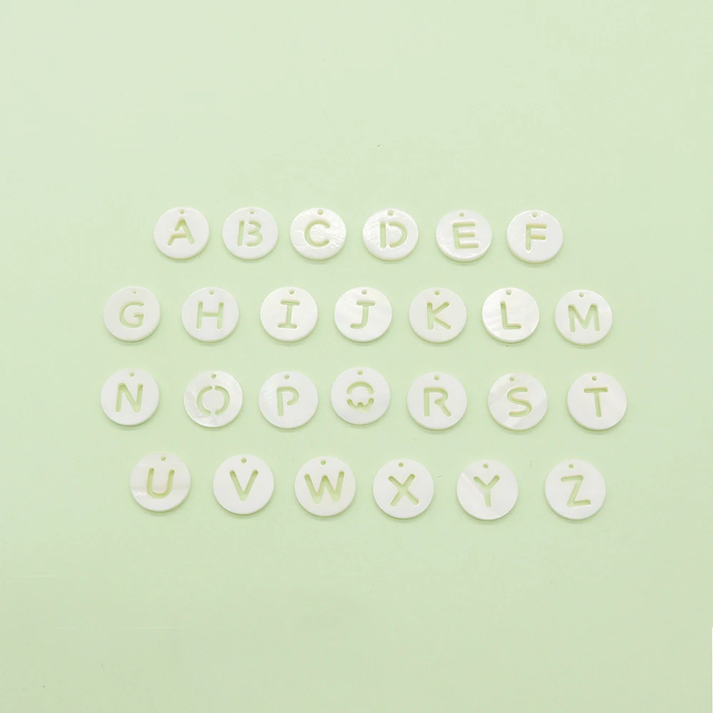 

Natural Letters Shell Beads Carved Crafts A-Z 26 Alphabet Mother of Pearl Shell Loose Beads for DIY Jewelry Accessories Gifts
