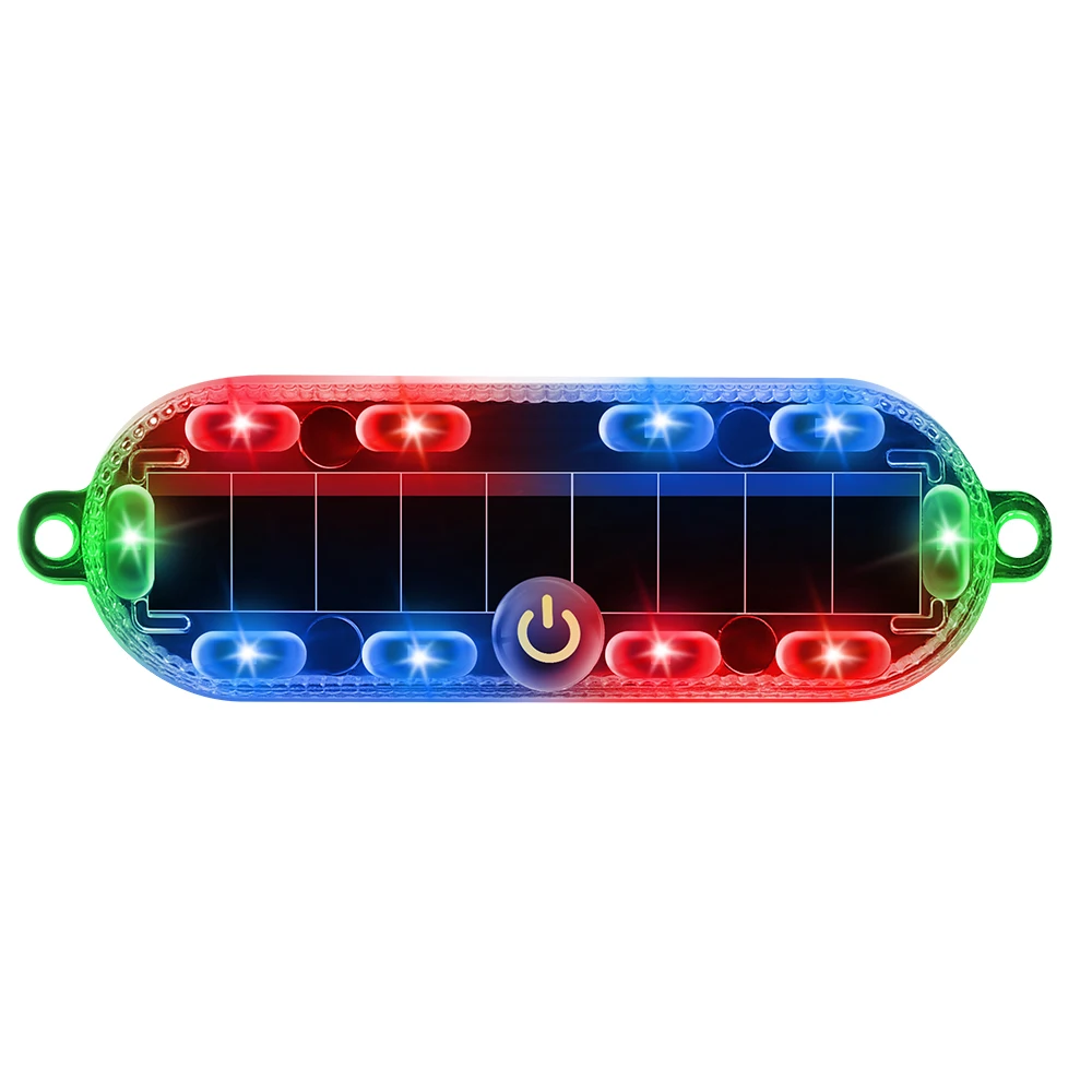 مصباح إشارة وامض بالطاقة الشمسية للسيارة والدراجة النارية ، مصباح تحذير للطوارئ ، مصباح ستروب مع مفتاح لمس ، حبات ليد ، مقاوم للماء ، 10: 00