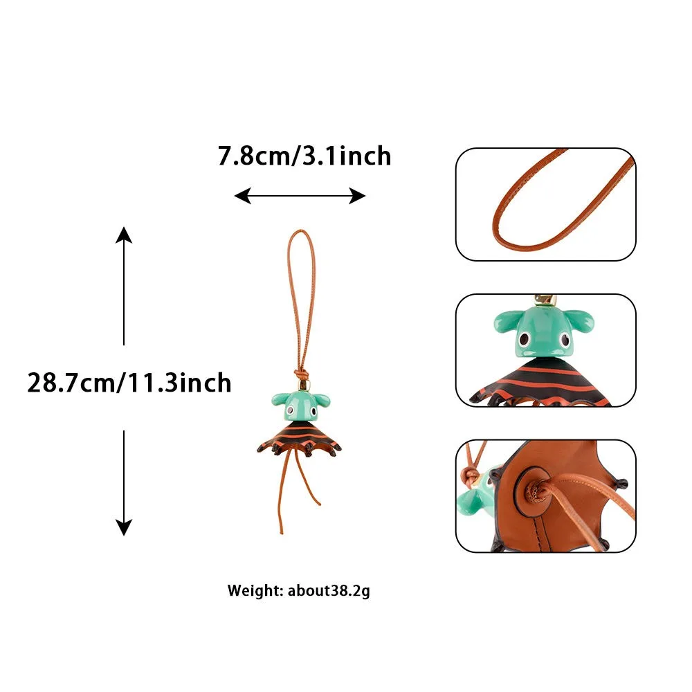 Luxury Genuine Leather Octopus Fringe Tassel Bag Charm for Designer Tote Unique Suede Pendant Keychain Women Gift Handbag Decor