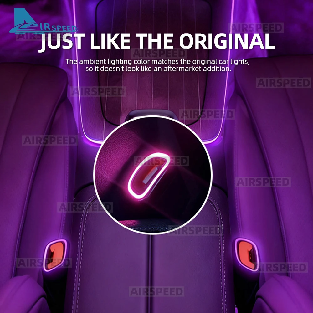 

Светодиодная подсветка RGB для ремней безопасности с пультом управления для Mercedes-Benz C, E, S-класса (W206, W214, W223), GLC (X254), EQE, EQS 2023-2026