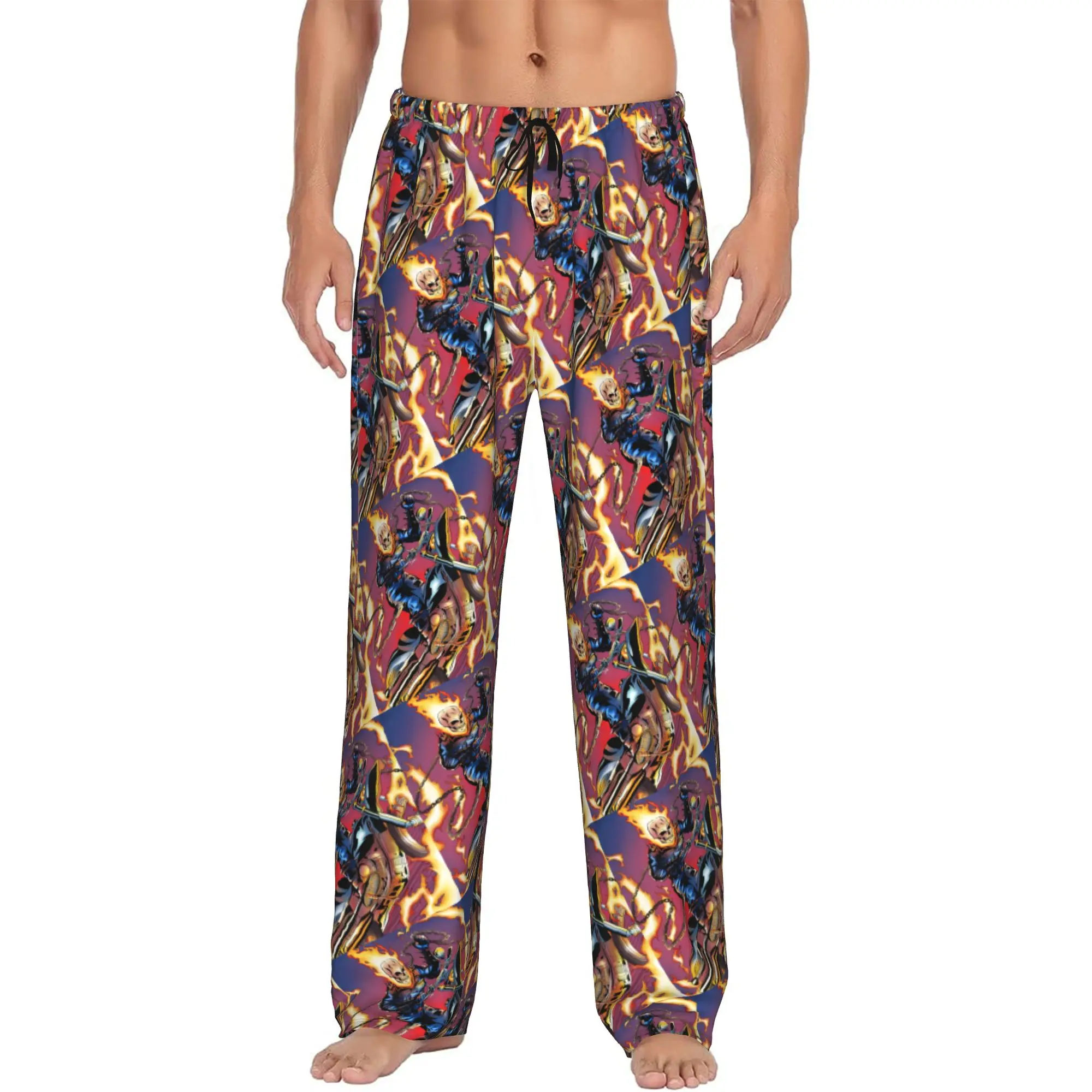 

Custom Ghost Anime Ride Pajama Pants Men Sleepwear Lounge Sleep Bottoms Stretch with Pockets