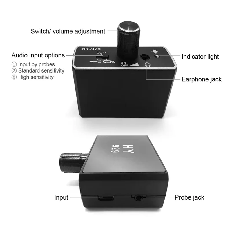 Kit tester per monitor di perdite di tubi con sensore rilevatore di perdite di tubi dell'acqua 4X con doppia sonda Localizzatore di condutture per auricolari EU