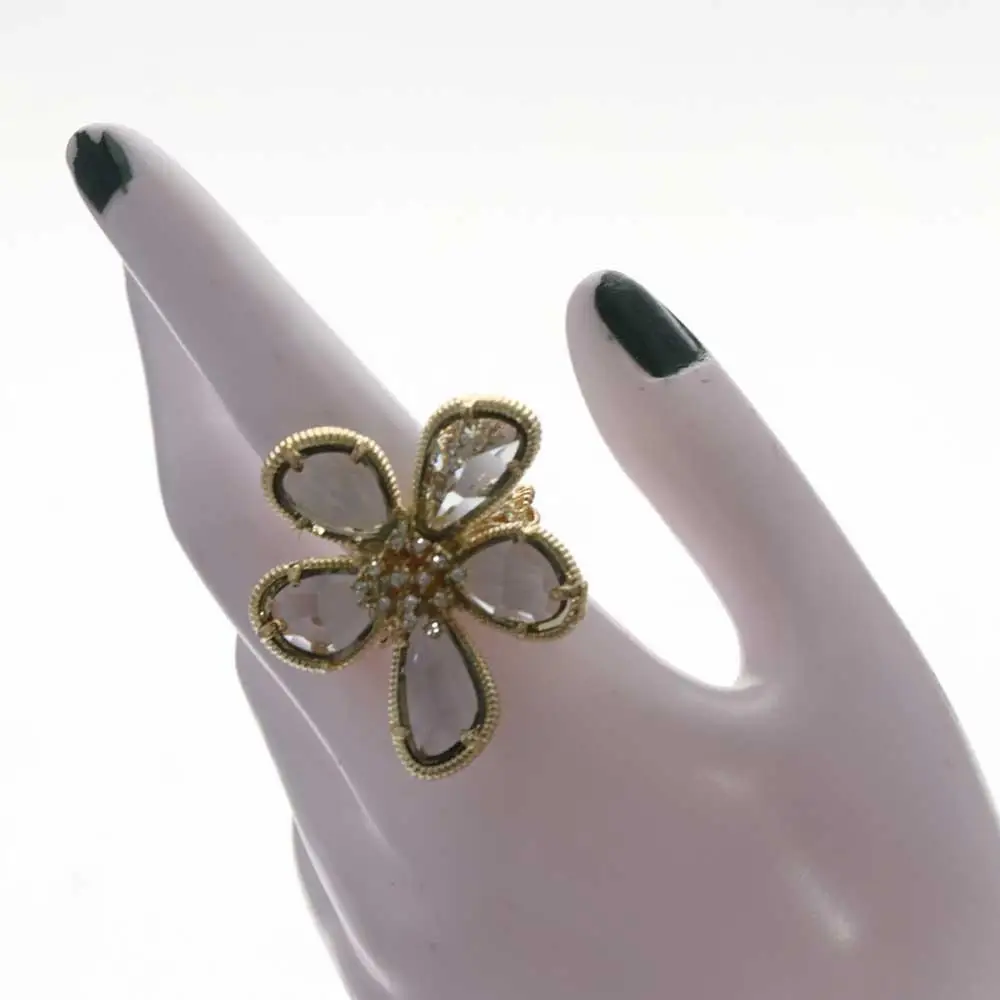 Romantic Elegant Flower Cubic Zirconia Fashion Crystal Adjustable Accessories Jewelry Open Ring Finger Rings