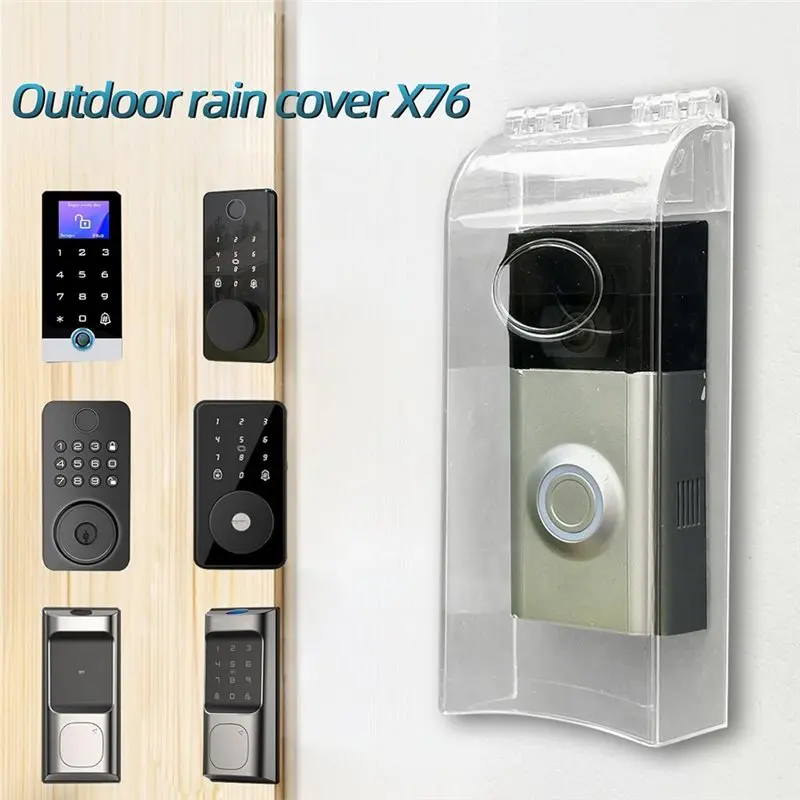 A92Z Plastic Transparent Doorbell Protector Outdoor Weatherproof Flip Lock Keypad Cover, Door Access Control Rain Cover