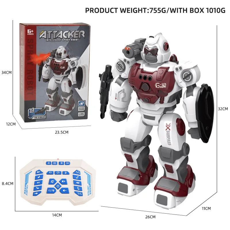 Nieuwe 32Cm Mechanische Spray Robot 2.4G Afstandsbediening Intelligente Programmering Gebaar Sensing Elektrische Model Kids Speelgoed Geschenkdoos