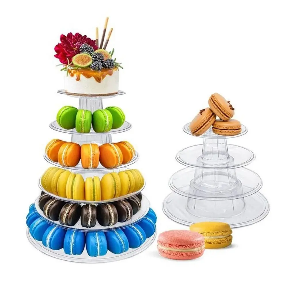 Round Food Grade Cupcake Tower Rack PET Material Reuseable Macaron Display Stand Clear Cake Placing Rack Birthday C