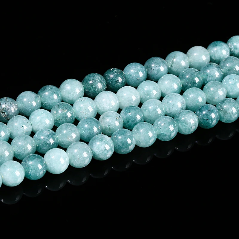 6 8 10mm Natural Stone Dyed Color  Aquamarine Bead Round Loose Spacer For Jewelry Making Diy Bracelet Necklace Accessory Finding