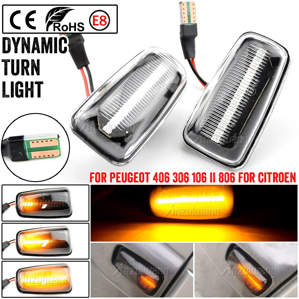 2x Flowing Turn Signal Led Dynamic Side Marker Side Repeater Light for Peugeot 106 306 406 806 EXPERT 1 2 for Fiat Scudo Ulysse