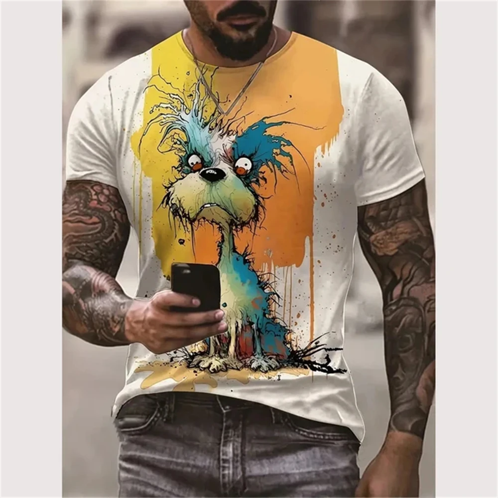 New Summer Vintage T Shirt Man 3D Printed Funny Graphic Tops Tees Male Casual Stylish Short Sleeve Streetwear Clothing Cartoon