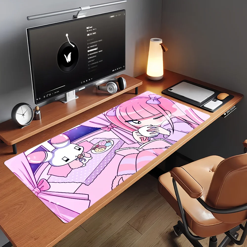 Pink Anime Menhera- C-Chan Cartoon Mouse Pad Non-slip Rubber Gamer Balance Computer Mat Decoracion Deskmat Laptop Office Large