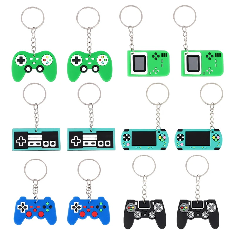 6/12/24Pcs Video Game Machine PVC Keychain Gamepad Theme Backpack Pendant for Kids Birthday Party Favors Father's Day Gift