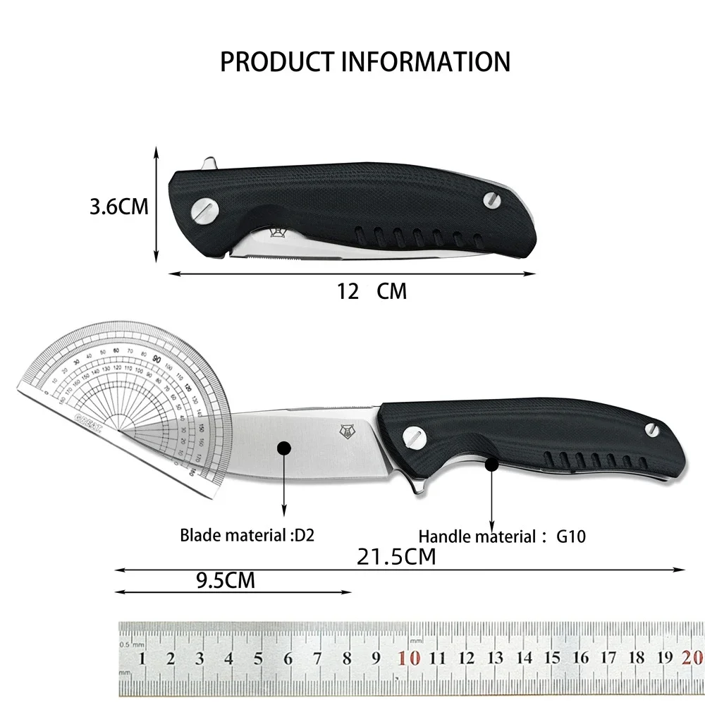 NEW Shirog Utility Pocket Flipper Folding Knife D2 Blade G10 Handles Outdoor Sharp Tactical Knives Hunting Camping EDC Multitool