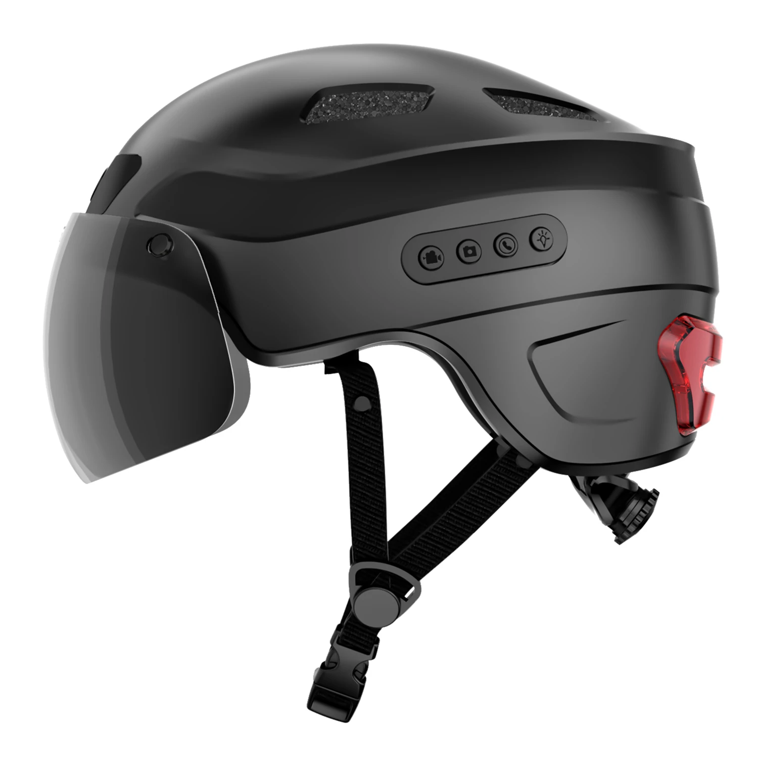 Casco de bicicleta con cámara incorporada, visera de liberación rápida mediante punto magnético, luz trasera inteligente con señal de giro, llamadas y reproducción Bluetooth