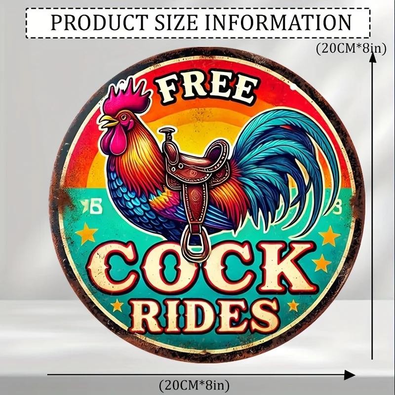 Vintage Rooster Humor Aluminum Sign - 8\