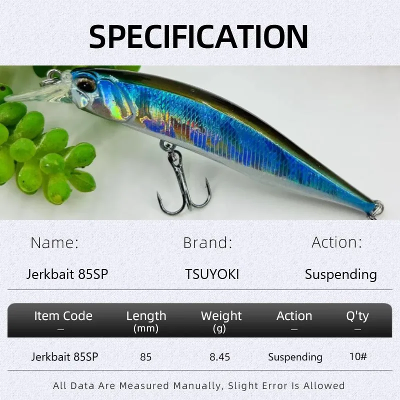 TSUYOKI Pastor 85SP Jerkbait Minnow señuelo de pesca suspensión Wobblers Peche Blackfish Isca Artificial Leurre Duo Realis Jerkbait