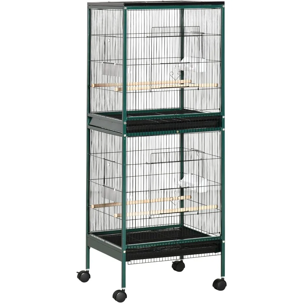 

PawHut Large Bird Cage with 1.7 ft. Width for Wingspan, Bird Aviary Indoor with Multi-Door Design, Fit for a Canary, Finch,