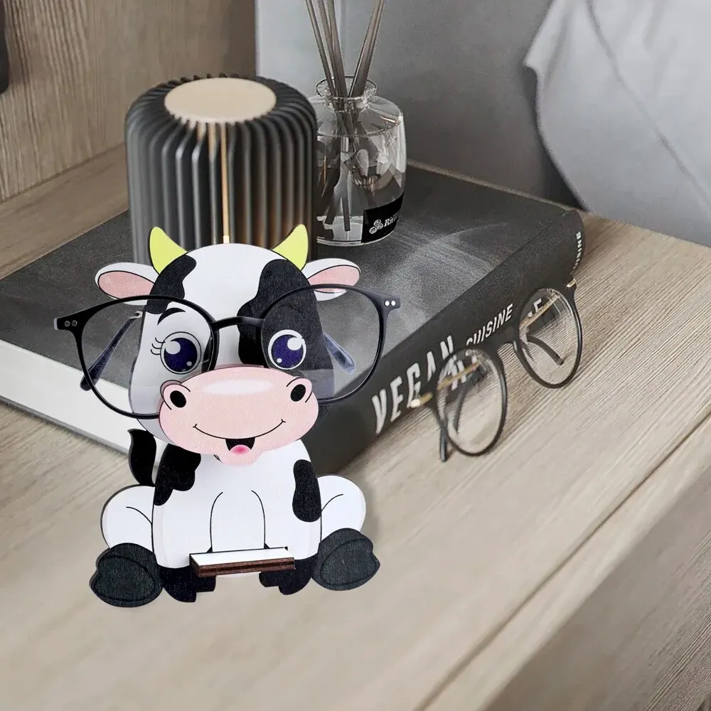 Cartoon Dairy Cow Animal Pattern Wooden Glasses Storage Holders & Racks Eyeglasses Frames Display Racks Perfect Gift for Kids