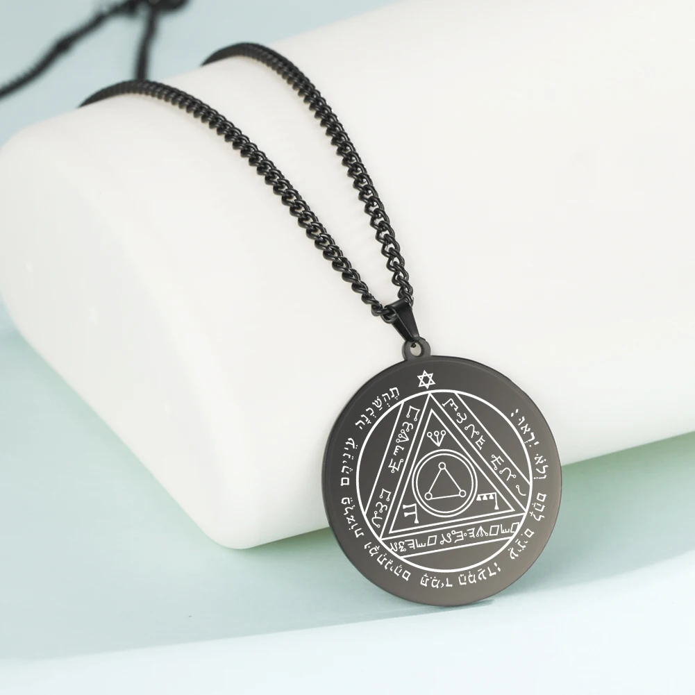 Amaxer Retro Nordic Symbol Viking Solomon Rune Amulet Stainless Steel Pendant Necklace Compass for Men Couple Gifts Jewelry