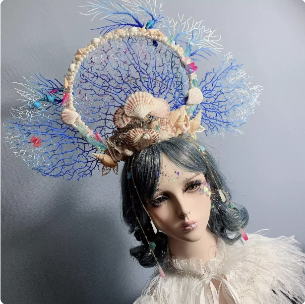 Vintage Ocean Style Mermaid Princess Headdress Shell Crown Show Catwalk Lolita Photography Conch Hair Accessories Elf