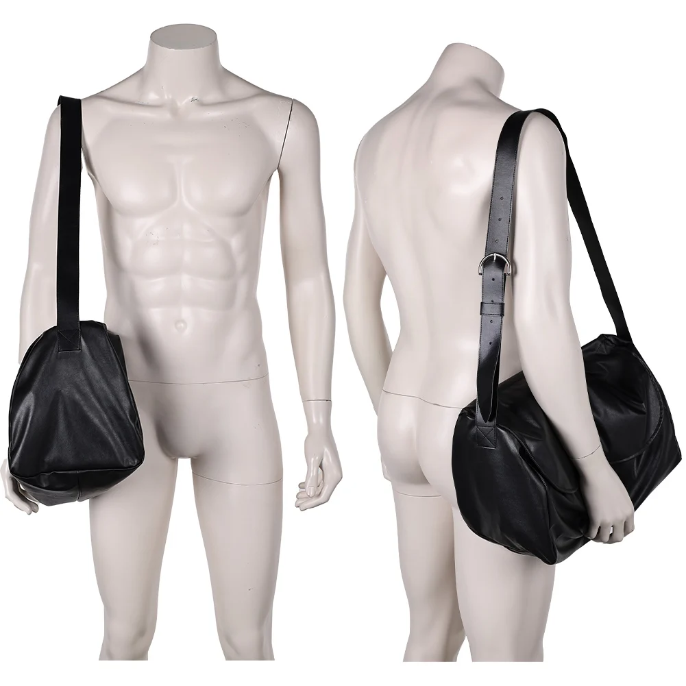 Daemon-Bolso de hombro de cuero negro para hombre y mujer, mochila escolar, accesorios de disfraz de Halloween, Cosplay, Fantasia