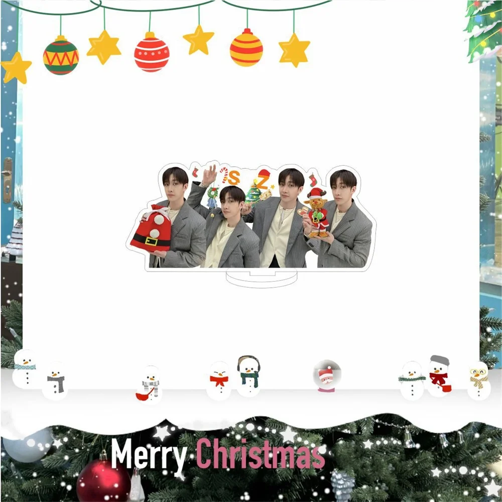 KPOP Idols 15CM Stand Figure Bangchan Felix Hyunjin Leeknow Han Changbin Christmas Style Desket Decoration Fans Daily Decor Gift