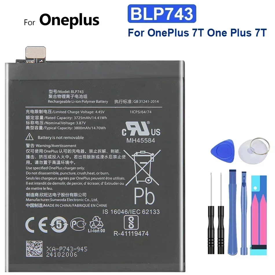 Phone Battery For OnePlus 1, 2, 3T, 5, 5T, 6, 6T, 7T Pro, 7 Pro, BLP637, BLP685, BLP699, BLP743, BLP745