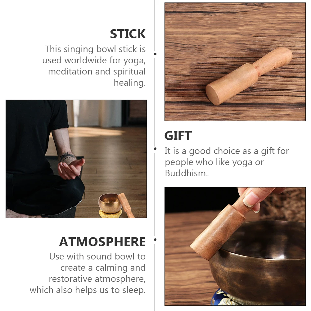 

4 Pcs Singing Stick Music Bowl Wooden Mallet Yoga Parts Sound Bowl Accessories Meditation Gift