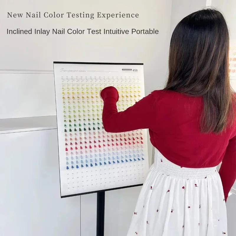 Large Rectangular Nail Art Display Board 4.5ft Tall Inclined Removable Shelf Holds 450 Nail Tips Polish Color Chart Stand for Sa