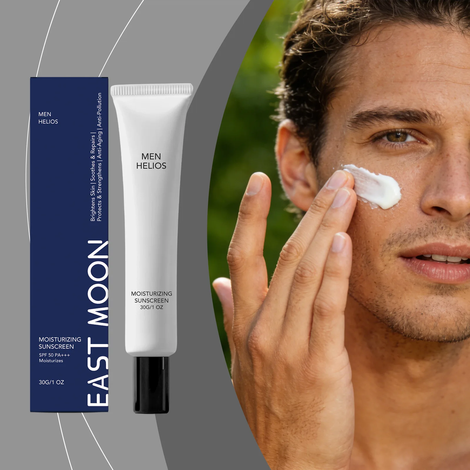 EAST MOON Men's Moisturizing and Protective Cream - Nourishes men's facial skin a refreshing summer isolation protective cream