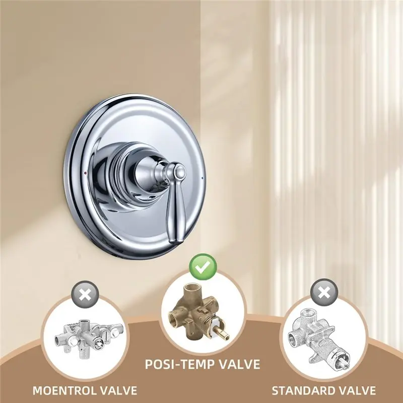 M12K-Pressure Balancing Replacement Valve Trim Kit For Moen T2151 Brantford Posi-Temp Tub And Shower Lever Handle