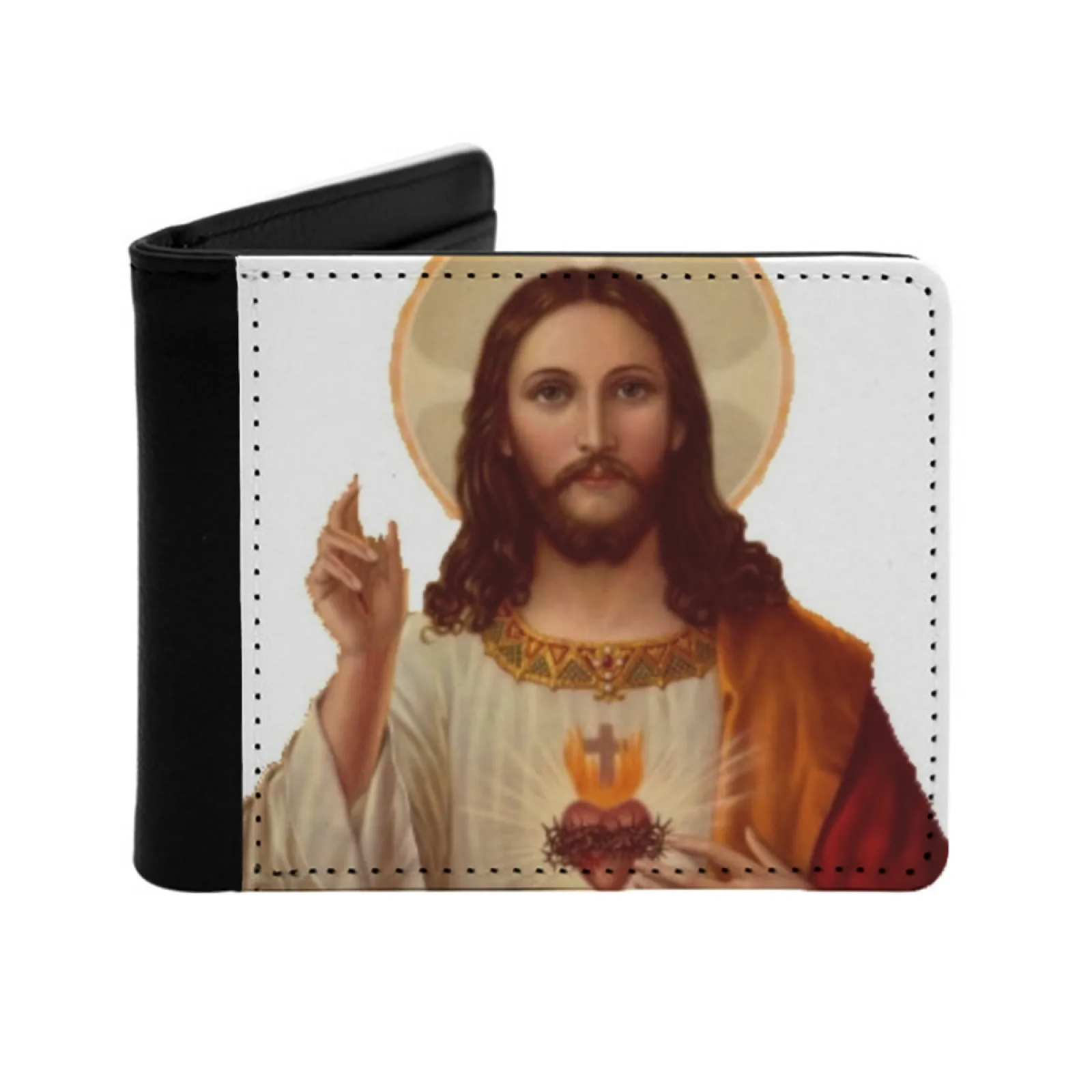 Jesus Personalized Wallet For Men And Women Pu Leather Short Pocket Purse God Jesus Christina Face Case Faith Beleve