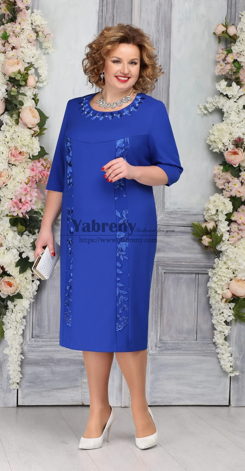 

Royal Blue Mother Of the Bride Dress,Mid-Calf Women's Dresses