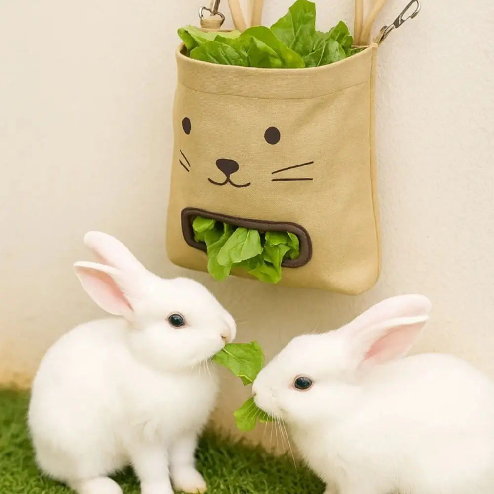 Hanging Design Guinea Pig Feeder With Hooks 2/3holes Forage Bag Storage Holder Bunny Design Hay Feeder Bunny Feeding
