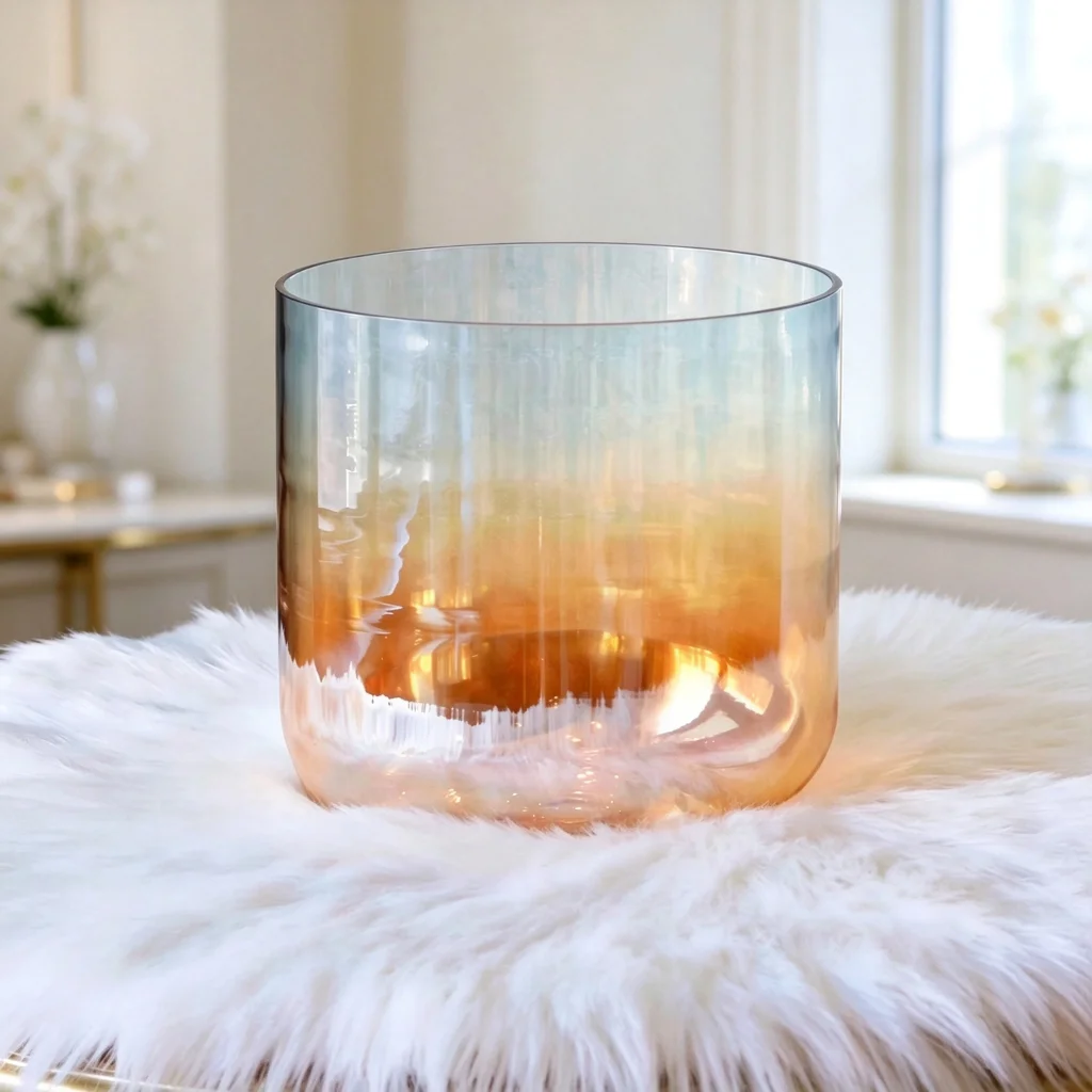 Crystal Bowl for Sound Bath Crystal Singing Bowls with Wooden Striker Healing Chakra Colors Available