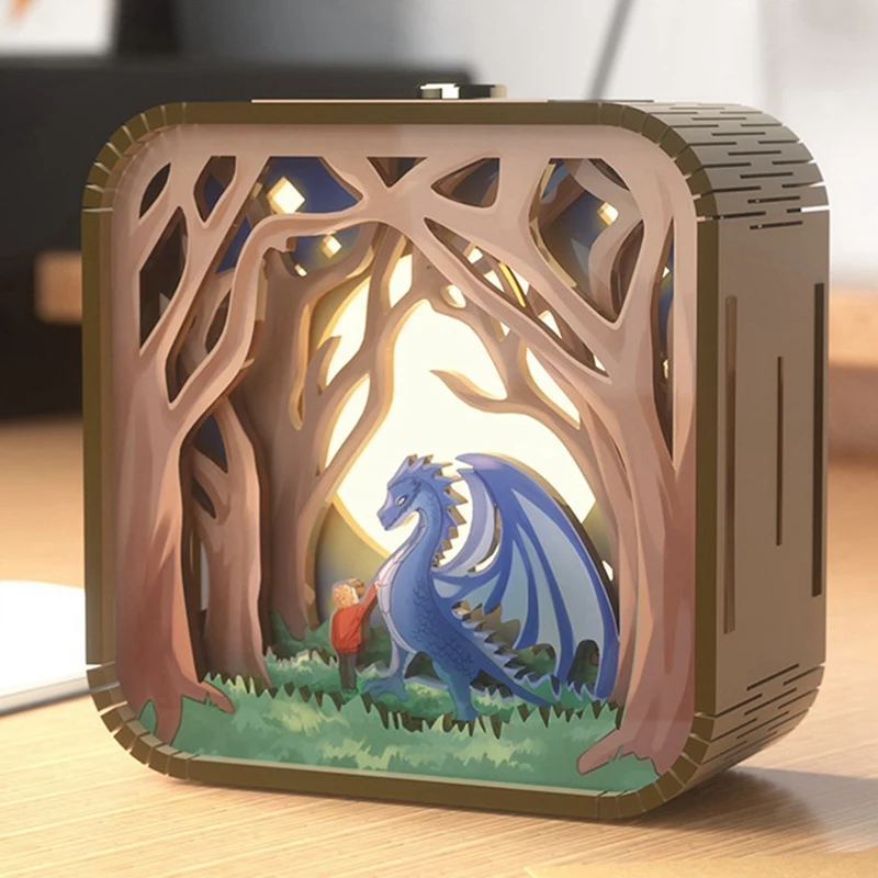 TKOH-Nightlight Regali Tocco a mano Cartoon Luci d'atmosfera stereo in legno fai-da-te Regali per la stagione di laurea