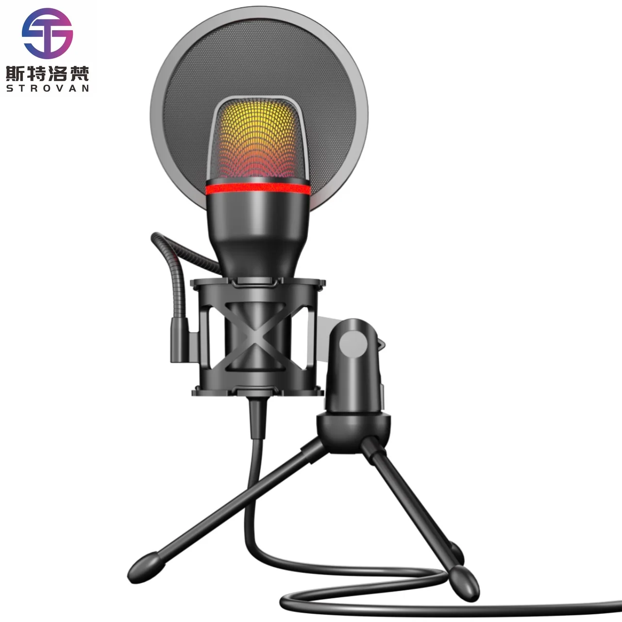 New ME4 RGB Electronic Sports Game Microphone with Cardioid Polarity Pattern Portable Wired USB Games Microphone for Recording