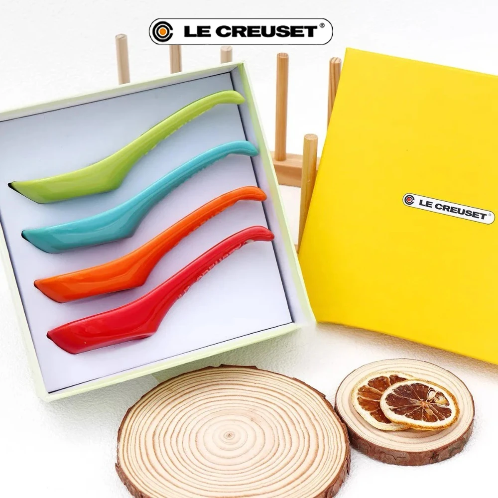 Juego de cucharas pequeñas para postre de gres Le Creuset, cucharas de cerámica de colores vibrantes para helado, utensilios reutilizables para fiestas familiares