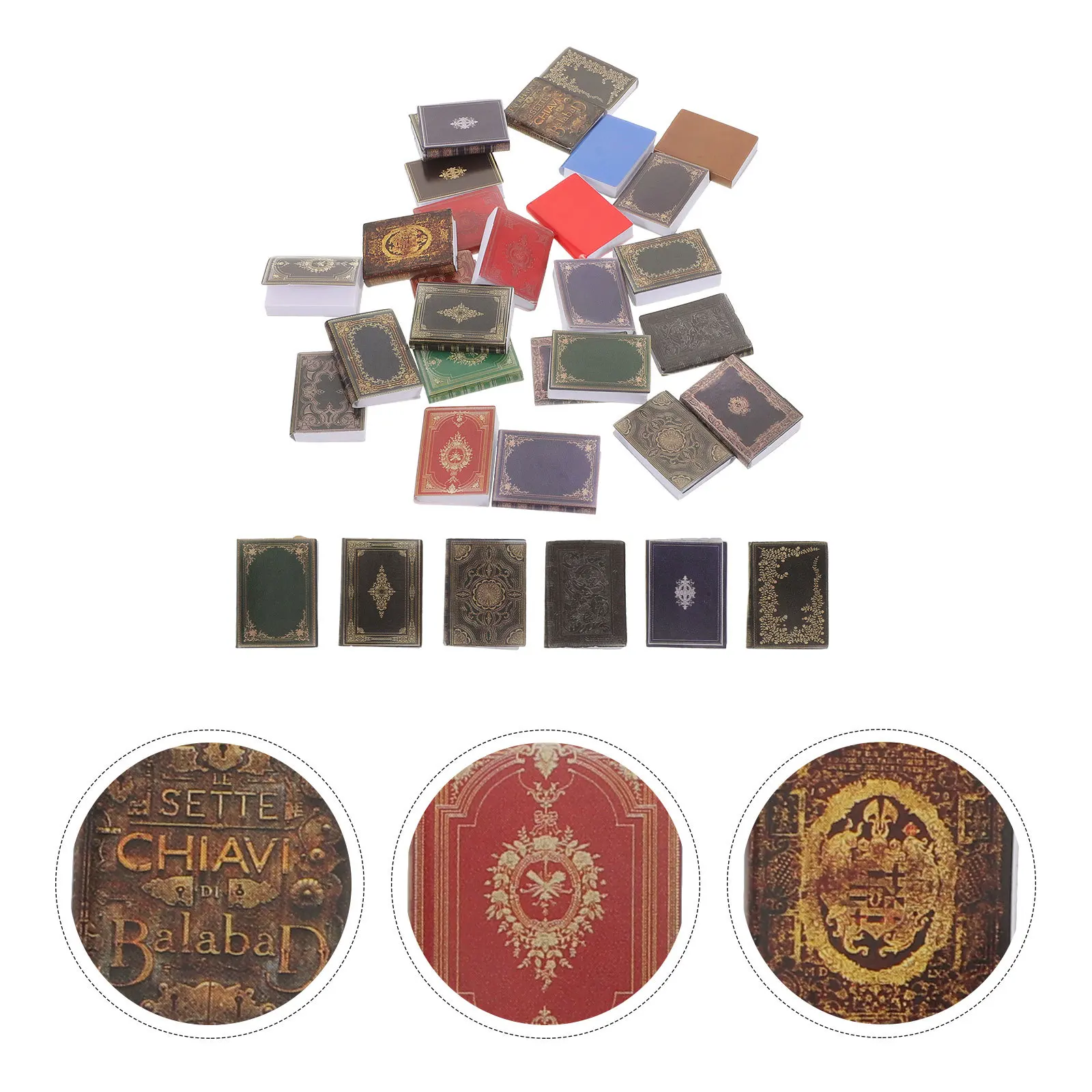 

27Pcs Tiny Miniature Books 1:12 Scale Realistic Blank Pages for Dollhouse Bedroom Library Craft Project Collection Shelf