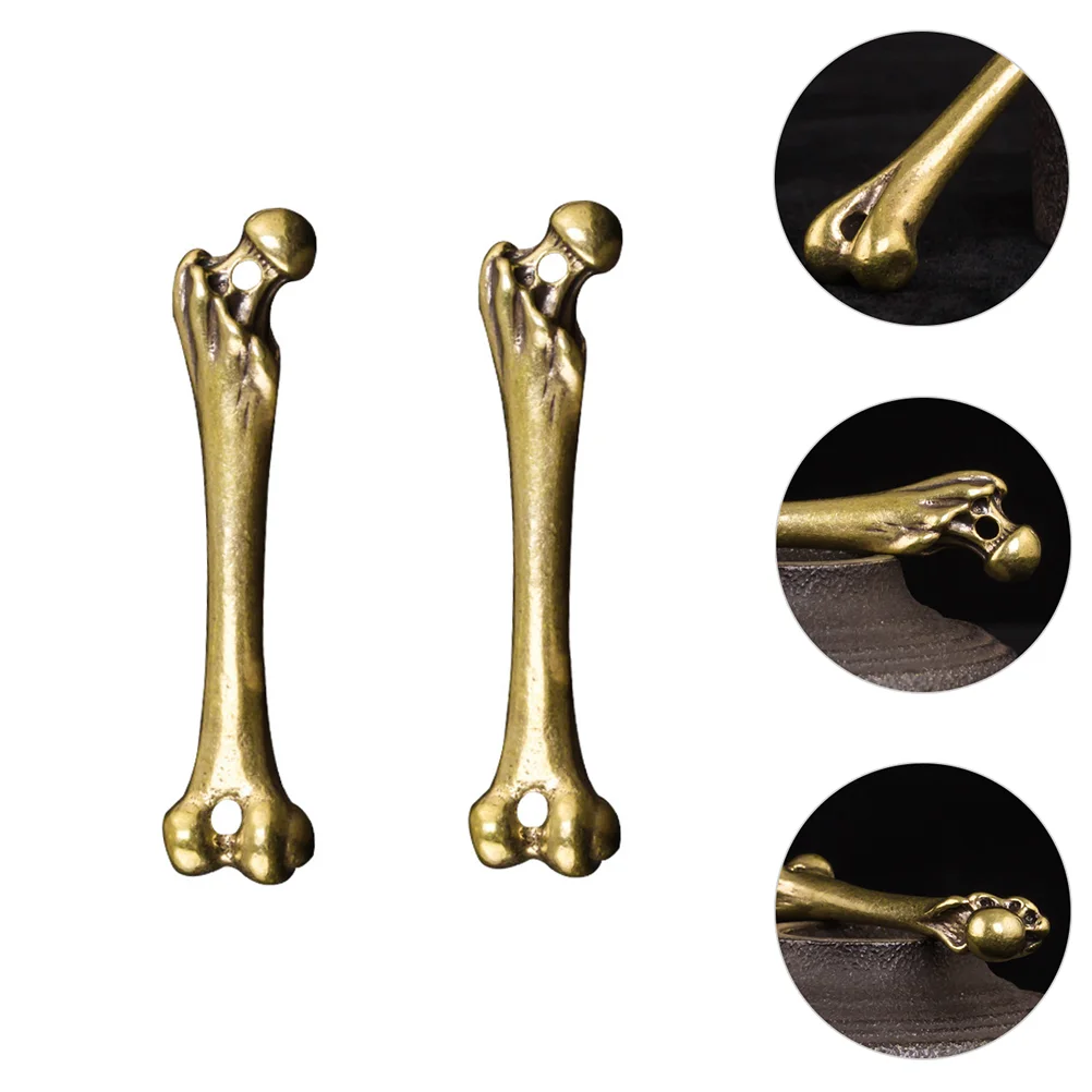 

2 Pcs Accessories Bone Pendant Hanging Ornament Decoration Lanyard Brass Beads Unique