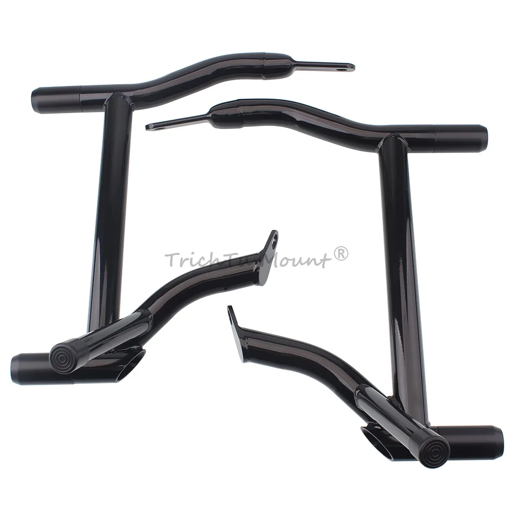 High-Quality Steel Saddlebag Crash Bars Gloss Black Finish Protects Saddlebags for Harley Touring 2009+ FLHP/FLHRC/FLHTP Models